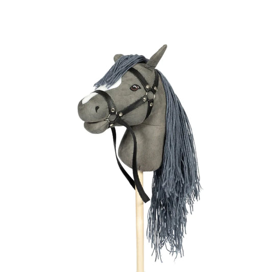 Stokpaard open mond grijs