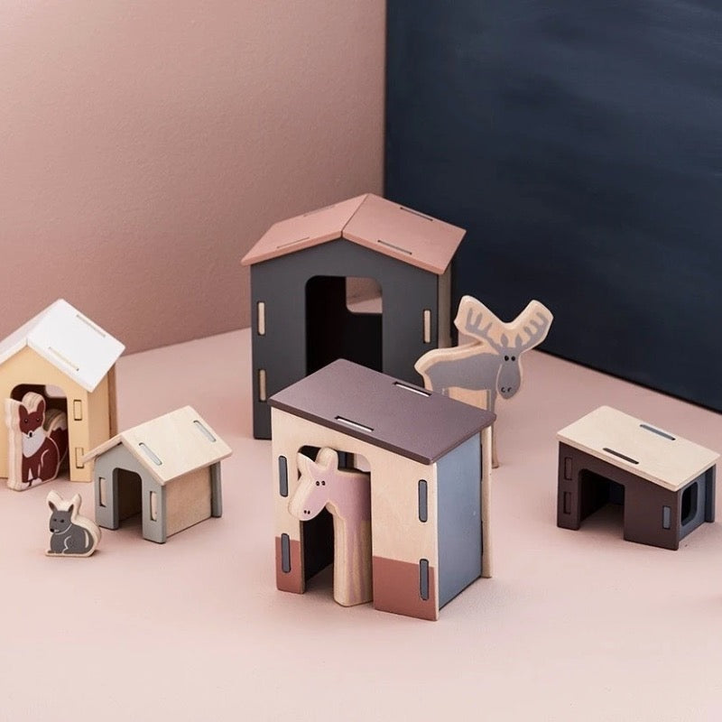 Set houten dieren 5 delig