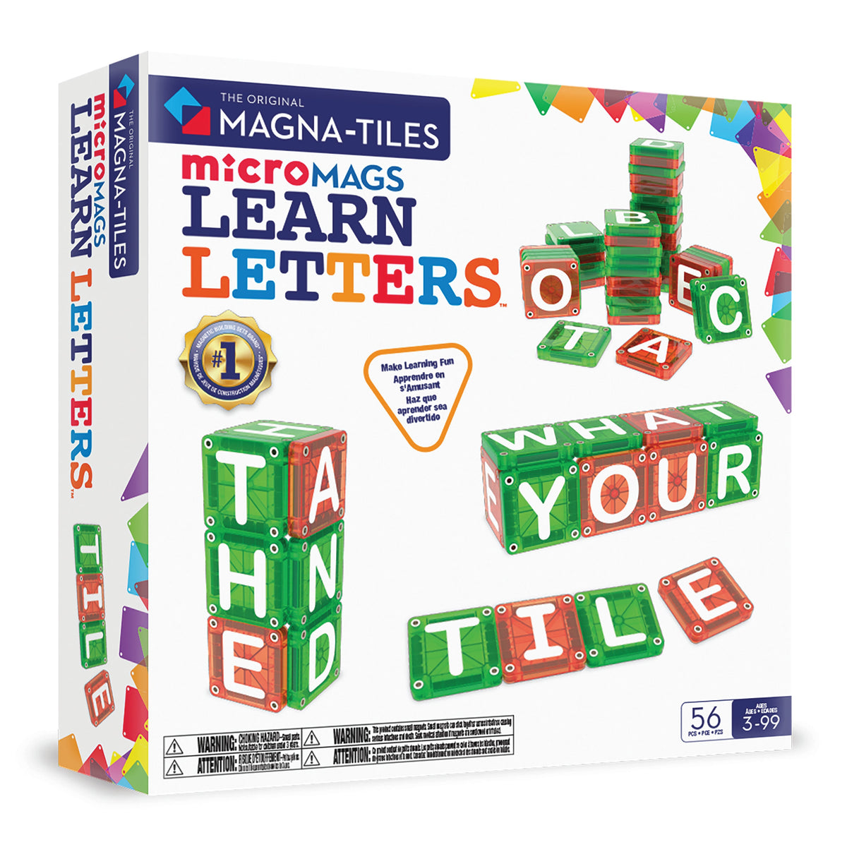 MAGNA-TILES microMAGS LEARN Letters 56-delig