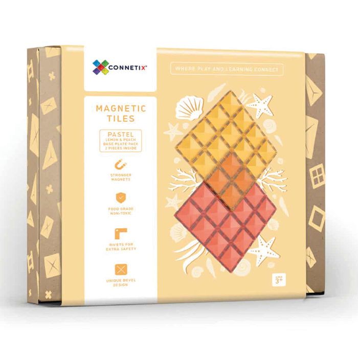 Connetix Pastel Base Plate Pack Lemon & Peach 2-delig