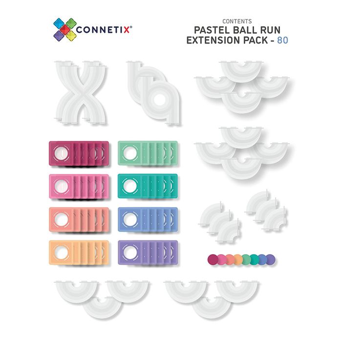 Connetix Pastel Ball Run Expansion Pack 80-delig