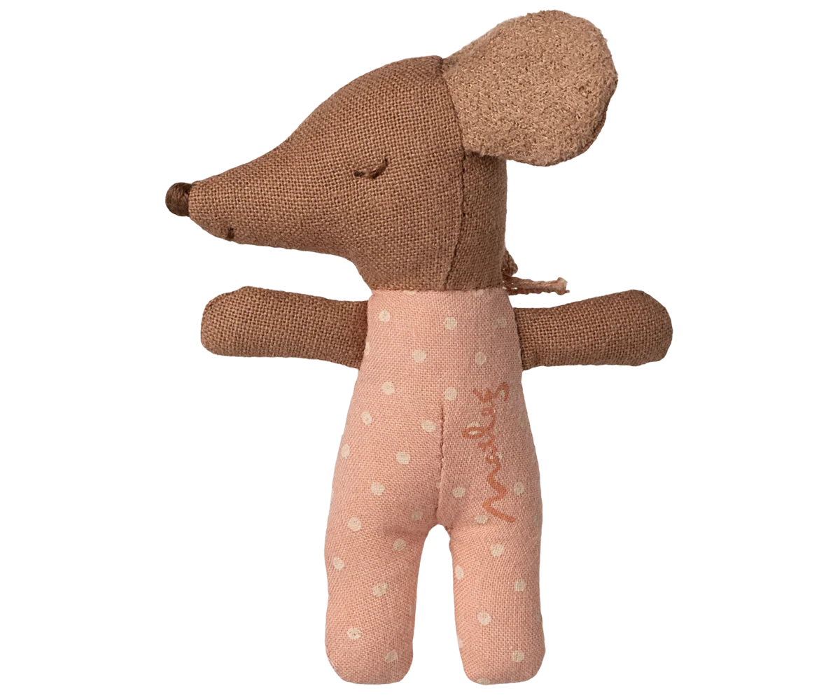 Maileg - Sleepy Wakey Baby Mouse In Matchbox - Roze