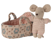 Maileg Babymuis in Reiswiegje - Roze