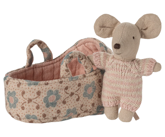 Maileg Babymuis in Reiswiegje - Roze