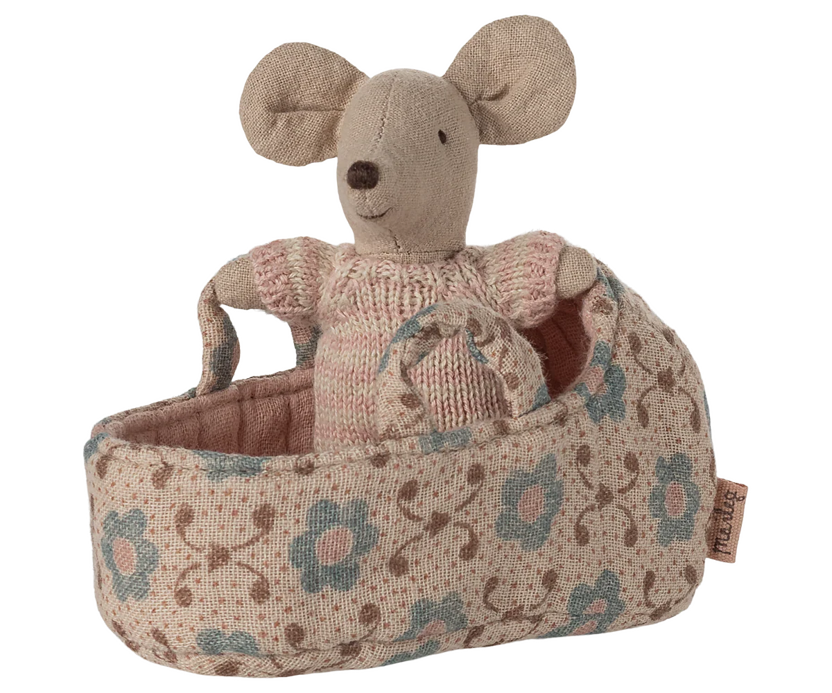 Maileg Babymuis in Reiswiegje - Roze
