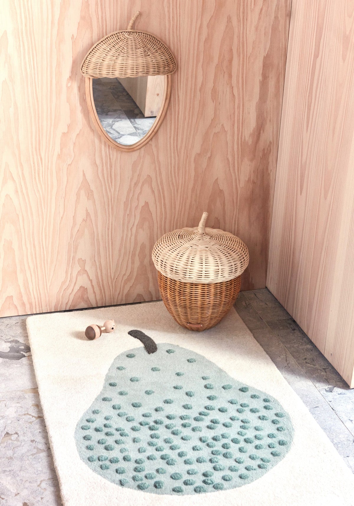 Acorn rotan wandspiegel