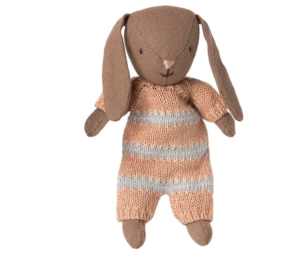 Maileg Bunny Micro Brown - Gebreid pakje in oudroze