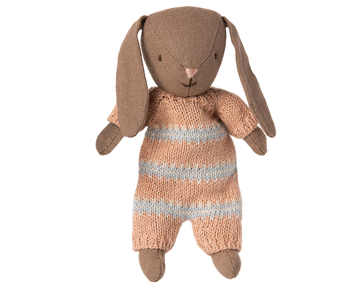 Maileg Bunny Micro Brown - Gebreid pakje in oudroze