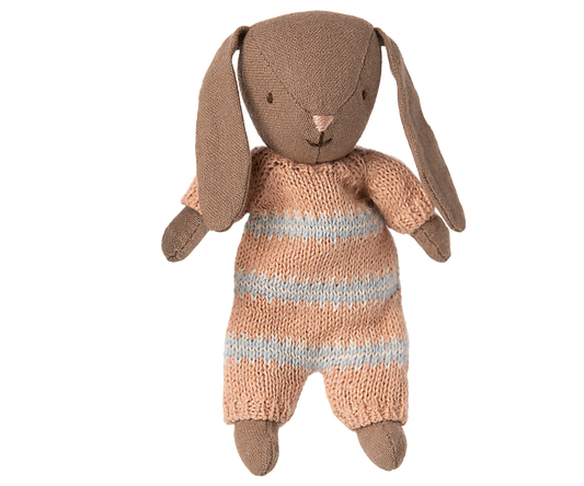 Maileg Bunny Micro Brown - Gebreid pakje in oudroze