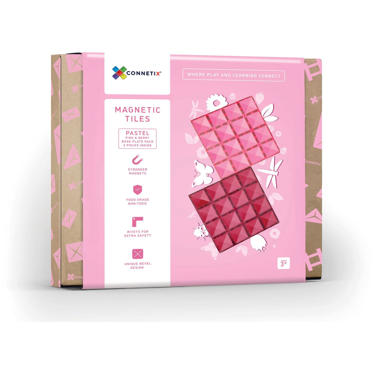 Connetix Pastel Pink & Berry Base Plate Pack 2-delig
