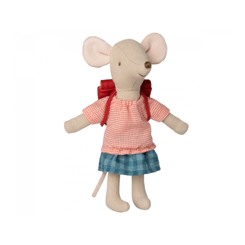 Maileg Driewieler Muis Grote Zus Rood - 13 cm