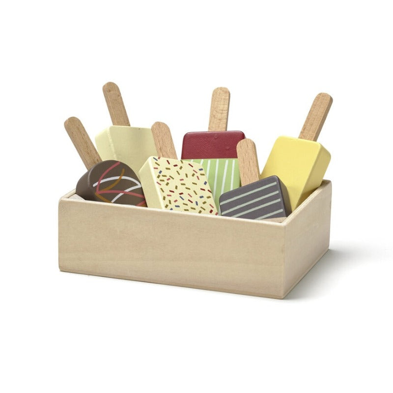 Houten ijsjes in houder