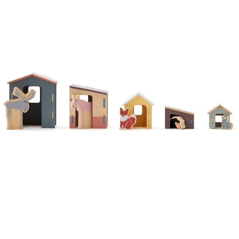 Set houten dieren 5 delig