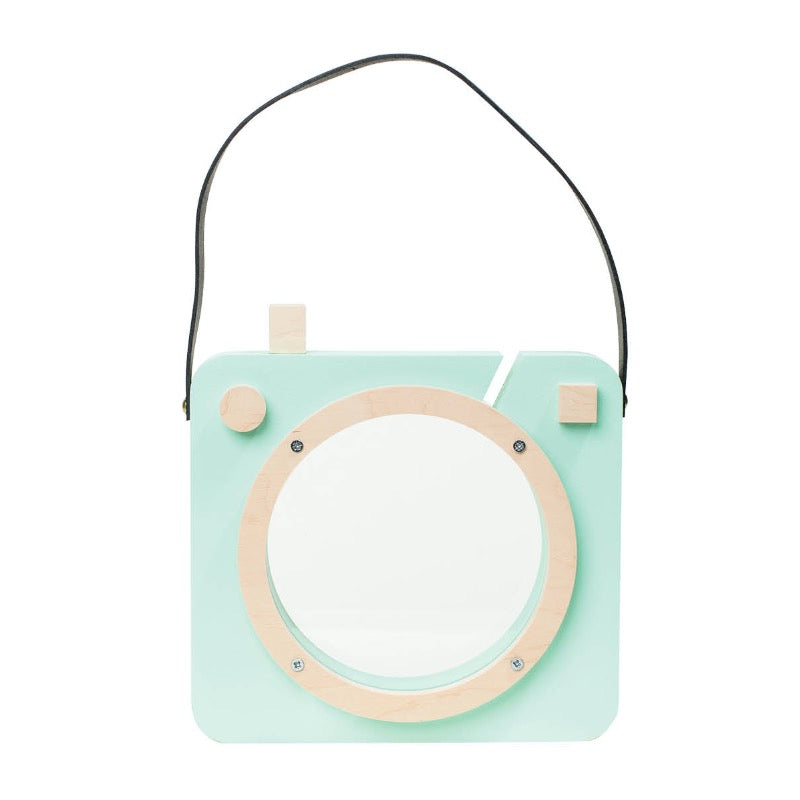 Spaarpot camera mint groen hout