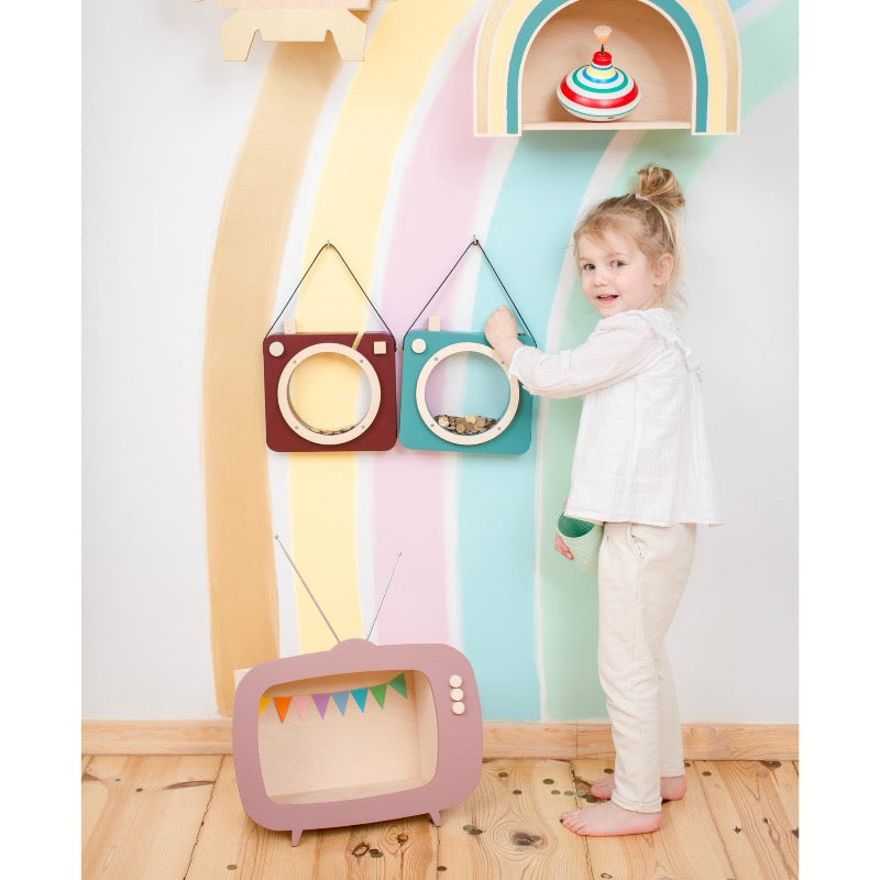 Spaarpot camera oceaan hout