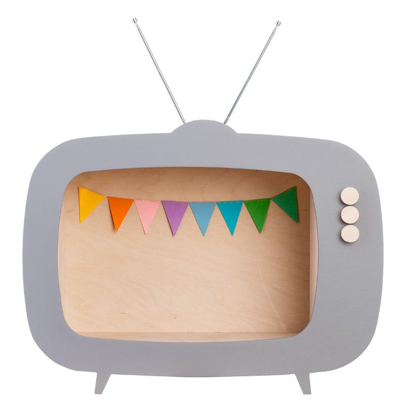 Wandkast tv grijs hout
