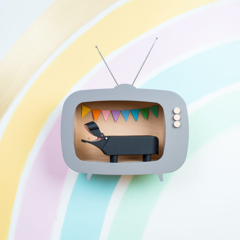 Wandkast tv grijs hout