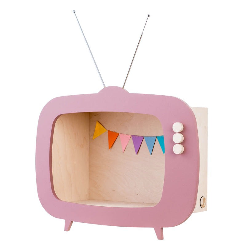 Wandkast tv roze hout