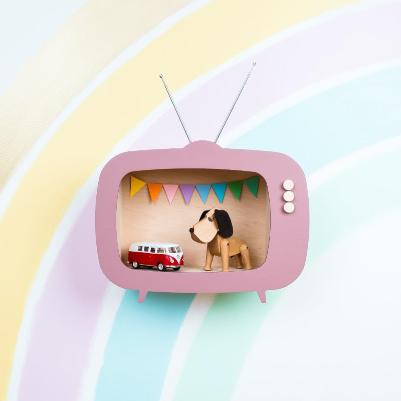 Wandkast tv roze hout