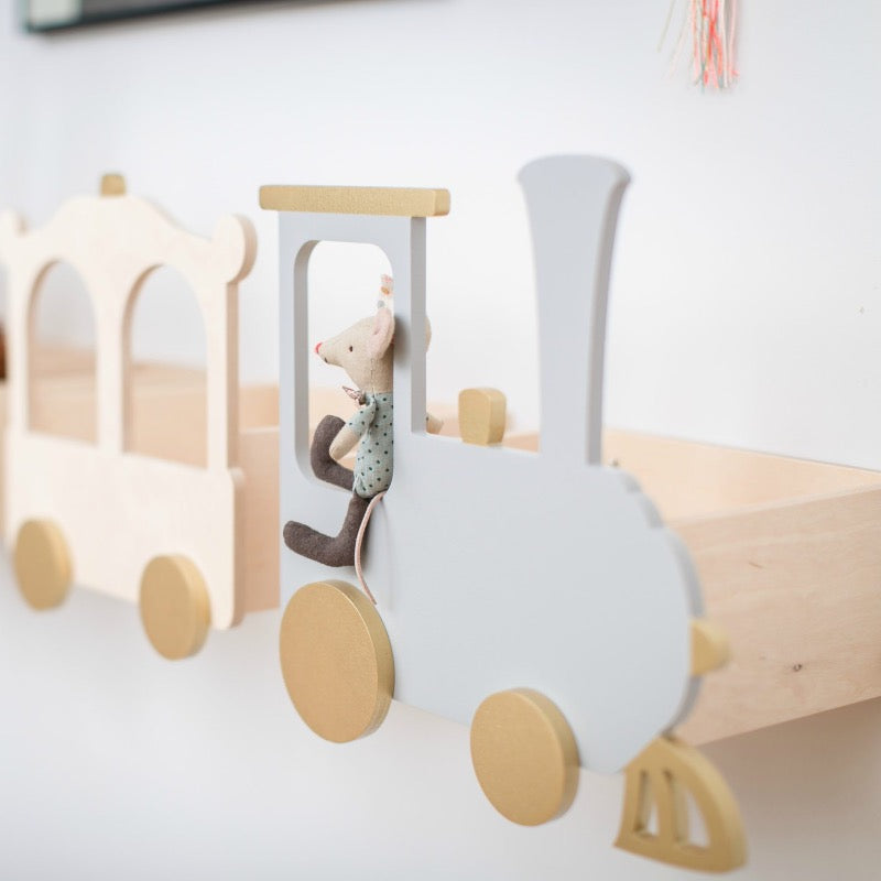 Wandkast trein grijs hout