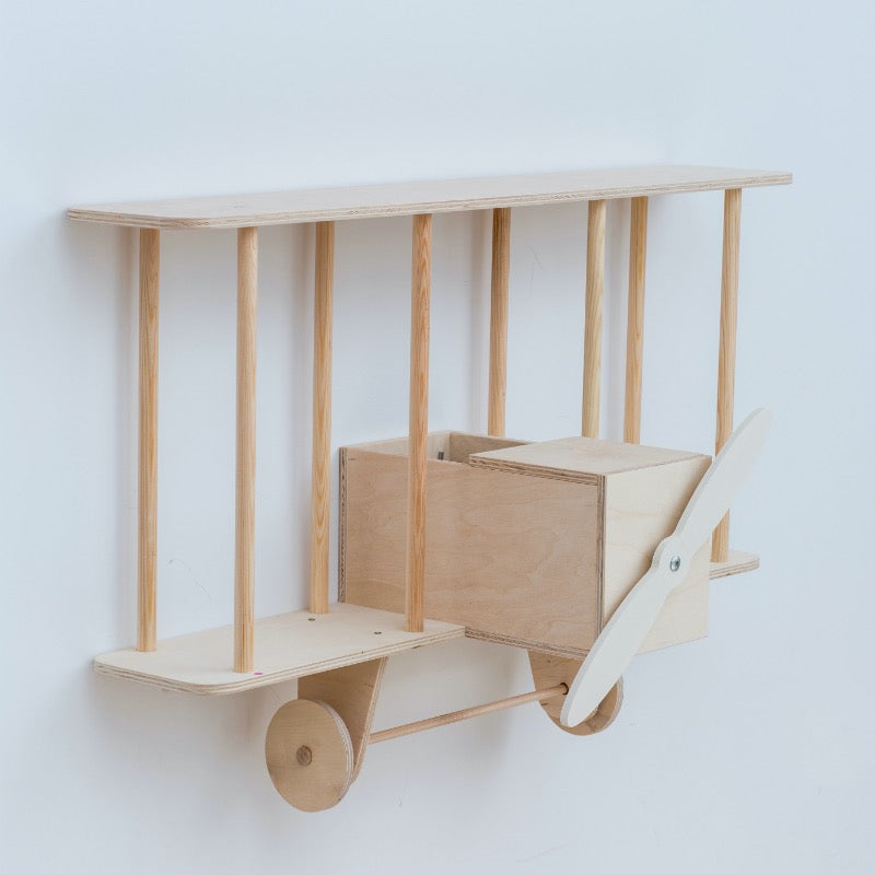 Wandkast vliegtuig blank hout
